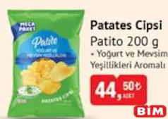 PATİTO PATATES CİPSİ 200 G fiyat ve kampanya bilgisi